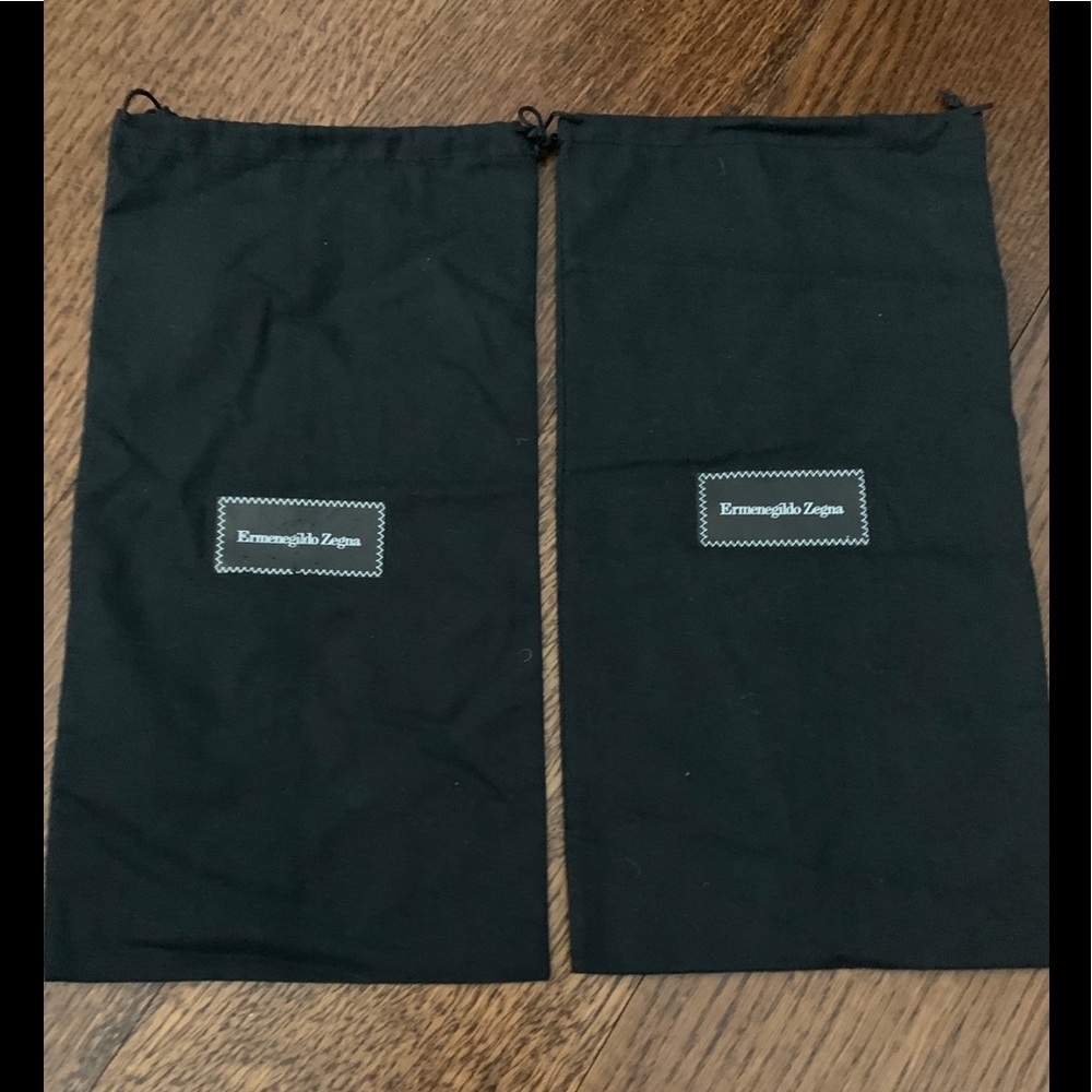 Pair of black Ermenegildo Zegna shoe dust bags